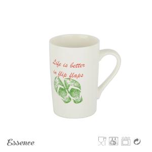 400ml Bone China Mugs , White Ceramic Coffee Mugs With Creative Logo Decal