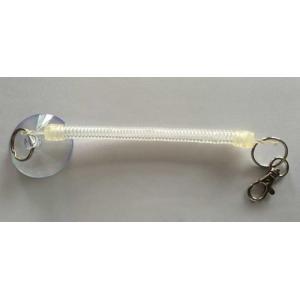 Flexible Plastic 10cm Length Spiral Coil Chain w/Loster Claw Key Clip&Split Ring