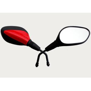 Cheap Triangle Shaped Lady Motorcycle Rear View Mirrors Red And Black Color 14.4cm x 8cm Glass for sale