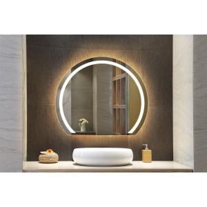 High Definition Bathroom Mirror With Lights Mildew Proof Half Moon Backlit