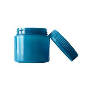 Cheap 6oz Blue Plastic Weed Jar with Push Down & Turn Child Proof Caps for sale