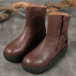 S035 New thick-soled wedges women's boots warm fluffy Martin boots rear zipper