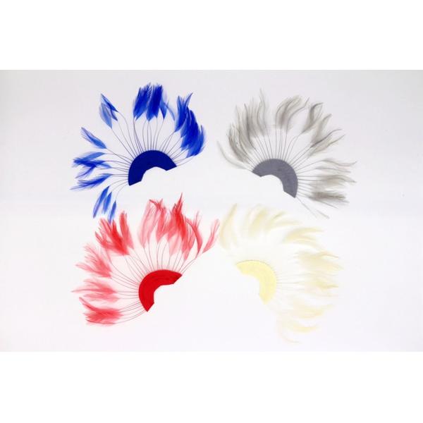 Dyed Stripped Hackle Feather Fan , Chicken Feather Hand Fan 10x15cm