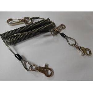 Translucent Black Steel Spring Coil Lanyard Leashes w/Delux Swivel Claw 2pcs