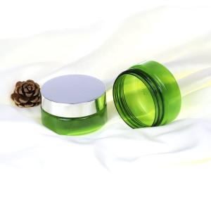 China PET Clear Green Plastic Cosmetic Jars 80ml Silkscreen Printing on sale