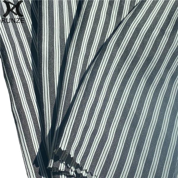 Striped Soft Textured Polyester Cotton Blend Fabric for Women's Clothing and
