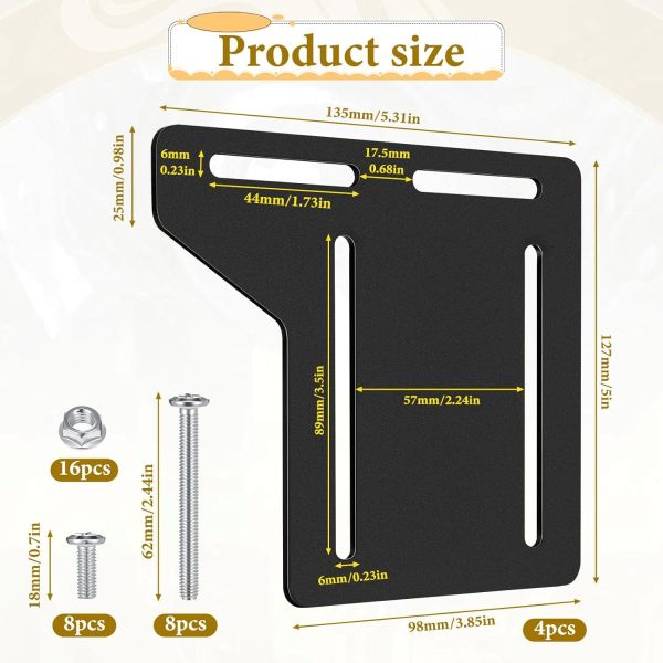 Bed Frame Brackets Adapter for Headboard Extra Full to Queen Conversion Kit Heavy Duty Beds Modification Plate