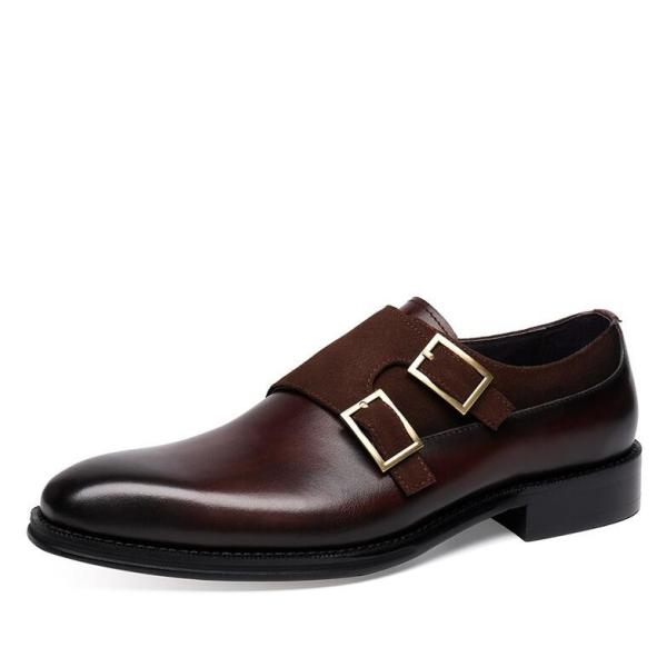 Quality Breathable Men's Dress Shoes Wear Resistant   Handmade Double Monk Strap Shoes wholesale