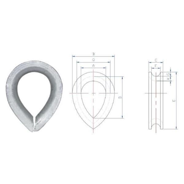 EN 13411-1 9/16" Thimble Eye Wire Rope Sling Low Carbon Mild Steel