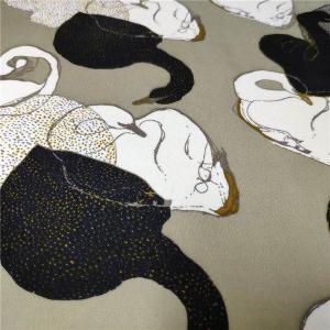 32s Yarn Count Stretch Jersey Fabric With Black And White Swans Pattern