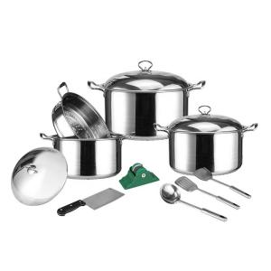 Fancy design 12pcs stainless steel cookware set with metal lid
