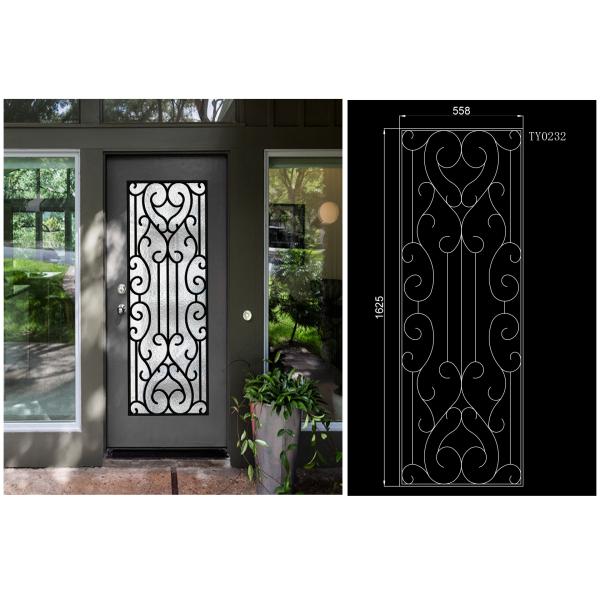 Galvanized Steel Remarkable Inlaid Door Glass For Building Hand Forged