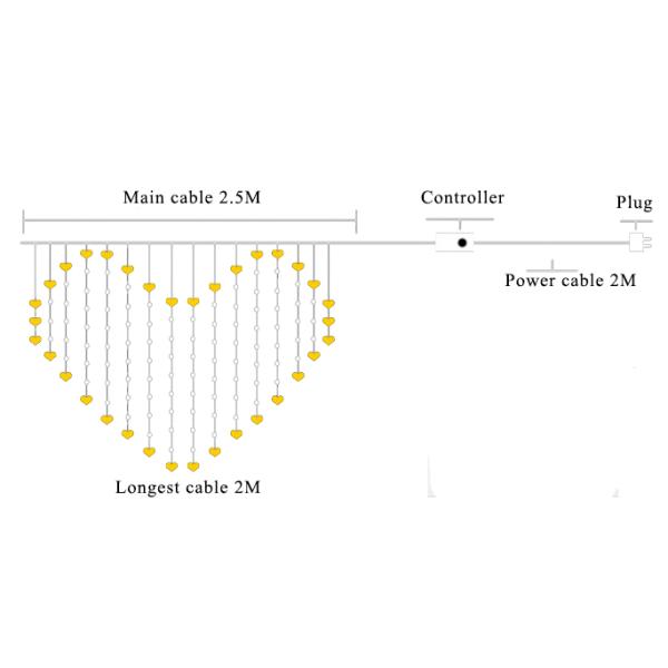 heart shape curtain string light romantic wedding lights