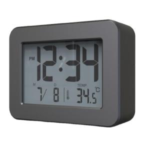 Battery-Operated Multifunction LCD Alarm Clock with RC Time Sync and Temperature