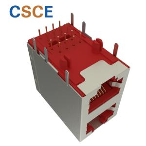 Thru - Hole R/A Stacked RJ45 Connector 8P8C Modular Jack PCB Ethernet 2x1 Port