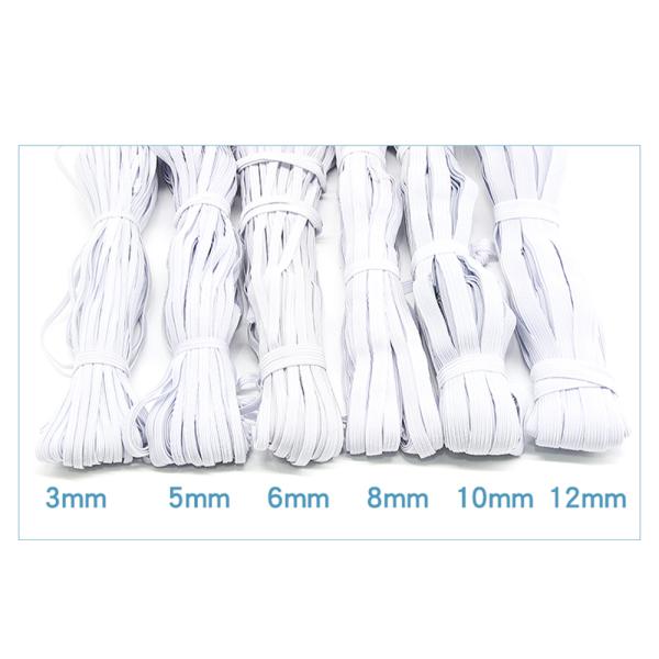 Factory custom 3mm white round woven elastic band ear loop rope for disposable facemask