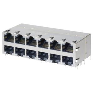 2x6 RJ45 Multi Connector 85732-1008 Enabled PSE PoE+ with LEDs