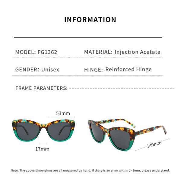 Sunny Days Acetate Frame Sunglasses Cat Eye Designer Stylish Style For Women Men