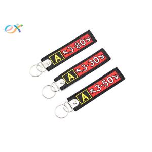 Twill Background Embroidered Keychain Irregular Shape With Laser Cut