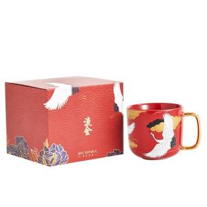 Ready To Ship In Stock Red Blue Pink Mug Gold Handle Asian Chinese Style Decal