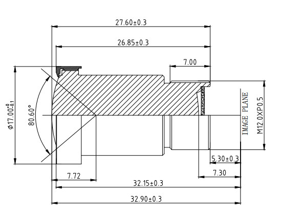 M Pixel 8MP Black HD HFOV Lens , TTL32.9mm High specification Car Waterproof