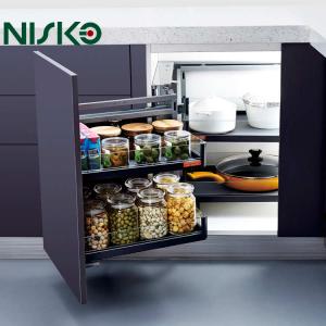 Cheap Seasoning Bottle Pull Out Basket Soft Close 2 Shelves Side Mounted Kitchen Storage for sale