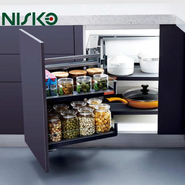 Seasoning Bottle Pull Out Basket Soft Close 2 Shelves Side Mounted Kitchen