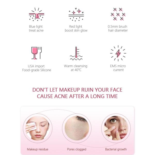 Electric DC3.7V 350mA Silicone Face Cleansing Brush Double Side type