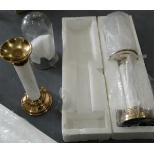 Tall gold flower vases pot with marble stand table artificial flower for home