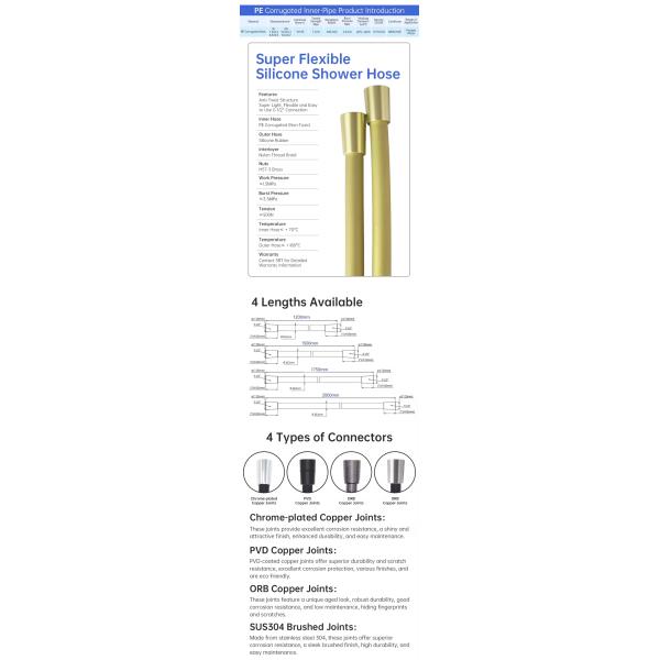 Food-Grade Silicone Shower Hose Attachment for Handheld Shower Head, Kink-Free Shower Head Hose Extension