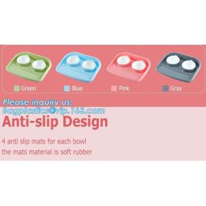 China Chinese supplier wholesale cheap paw print rounded travel pet bowl food feeding plastic dog bowl, Double stainless steel on sale