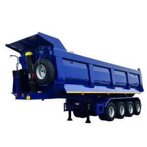 China CIMC 4 axle High strength steel 9900*2500*3700mm Load capacity 70 tons 6 doubles 2 singles air chamber rear dump semi trailer on sale