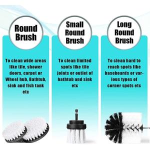 White Soft Bristle Cordless Drill Attachment Cleaning Brush For Car Seats Carpet