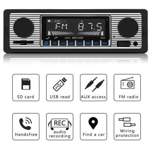 1 Din Plastic Car MP3 Radio with BT Handsfree FM/SD Power Protection AUX USB