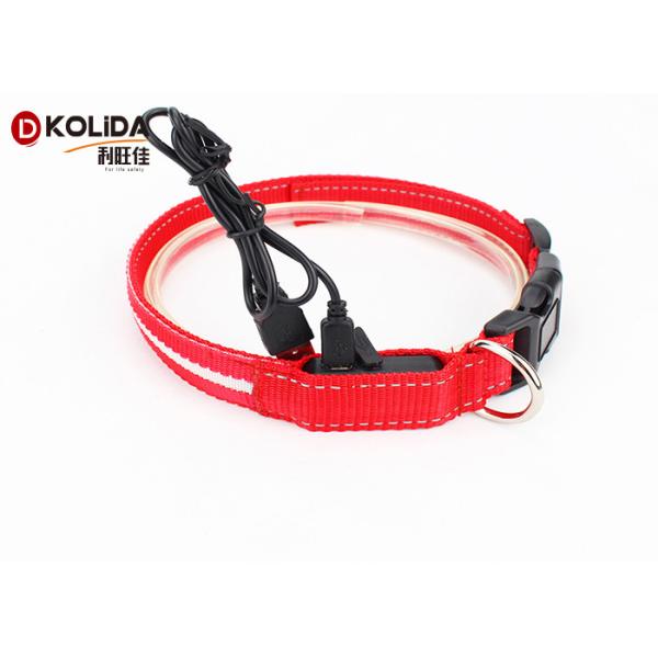 Quality Adjustable Safety Nylon Rechargeable LED Dog Collar With USB Cable wholesale