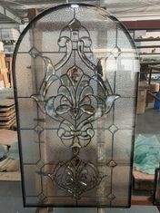 Grey Caming Decorative Front Door Leaded Glass Arched Inserts