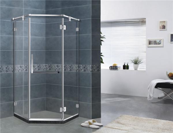 Quality Mirror Color Diamond Glass Shower Enclosures Frameless With Stainless Steel Support Bar wholesale