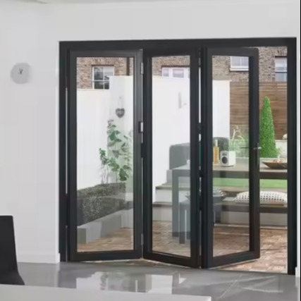 Sleek And Modern Aluminum Folding Door with 10-Year Warranty and Customized
