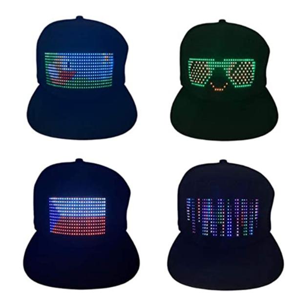 Quality Black Bluetooth LED Hat With Display Programmable Mobile App Control wholesale