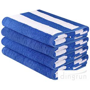 Stripe Cotton Bath Towels Plain Woven 30 " X 60 " High Absorbency For Swimming