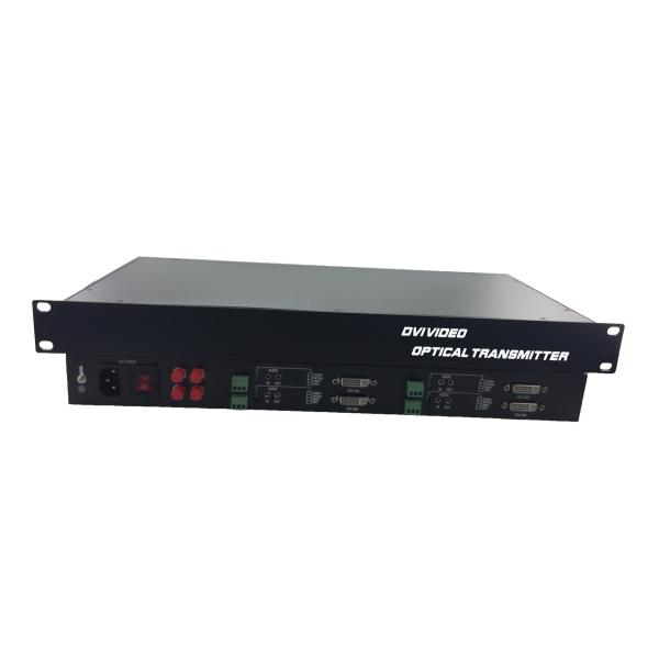 Rack 1080P/60Hz 4 core 4channel 4 data 4audio Lossless Dvi video fiber converter Transceiver Receiver