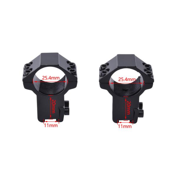 25.4mm Tube Diameter High Riser Scope Mount Double Ring in Aluminium for Long