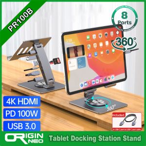 Cheap Originneo 360° Rotatable 7-in-1 Tablet Stand with USB C Hub Docking Station PR100B for sale