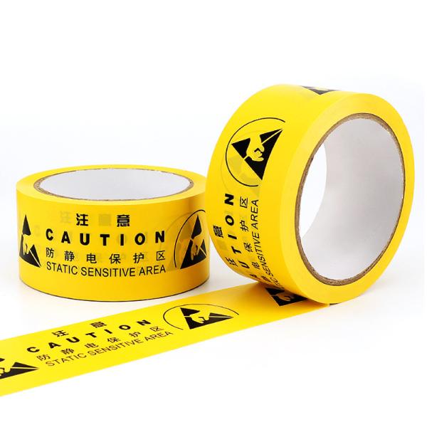 Yellow ESD Anti Static Warning Tape Chinese Or English Identification Tape Protection Zone PVC Floor Tape