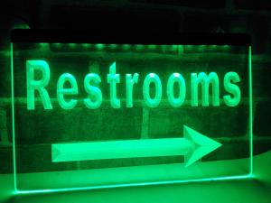 Cheap Wholesale Acrylic Restrooms Toilet Arrow right LED Neon Light Sign Edge Lit Base for sale