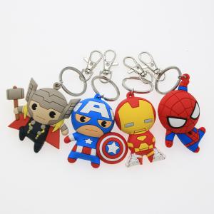 Custom 3D Cartoon Anime Captain America Rubber Keychain Pvc Key Chain For School