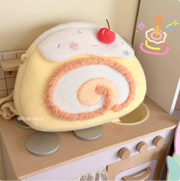 Quality Original Swiss plush double-shoulder bag for girls - Lolita style handbag, cute and large capacity crossbody bag wholesale