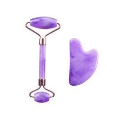 Anti Aging Face Jade Roller Set Rose Quartz Massage Roller