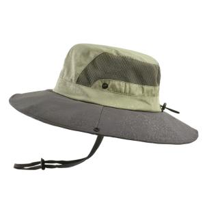 Summer Men'S Outdoor Leisure Big Brim Two Styles Fisherman Hat With Windproof