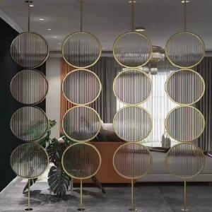 Cheap Home Interior Standing Metal Room Divider Round Metal Glass Room Divider for sale